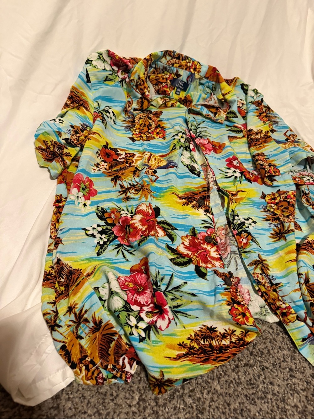 George Light Blue Tropical Floral Button-Down Shirt